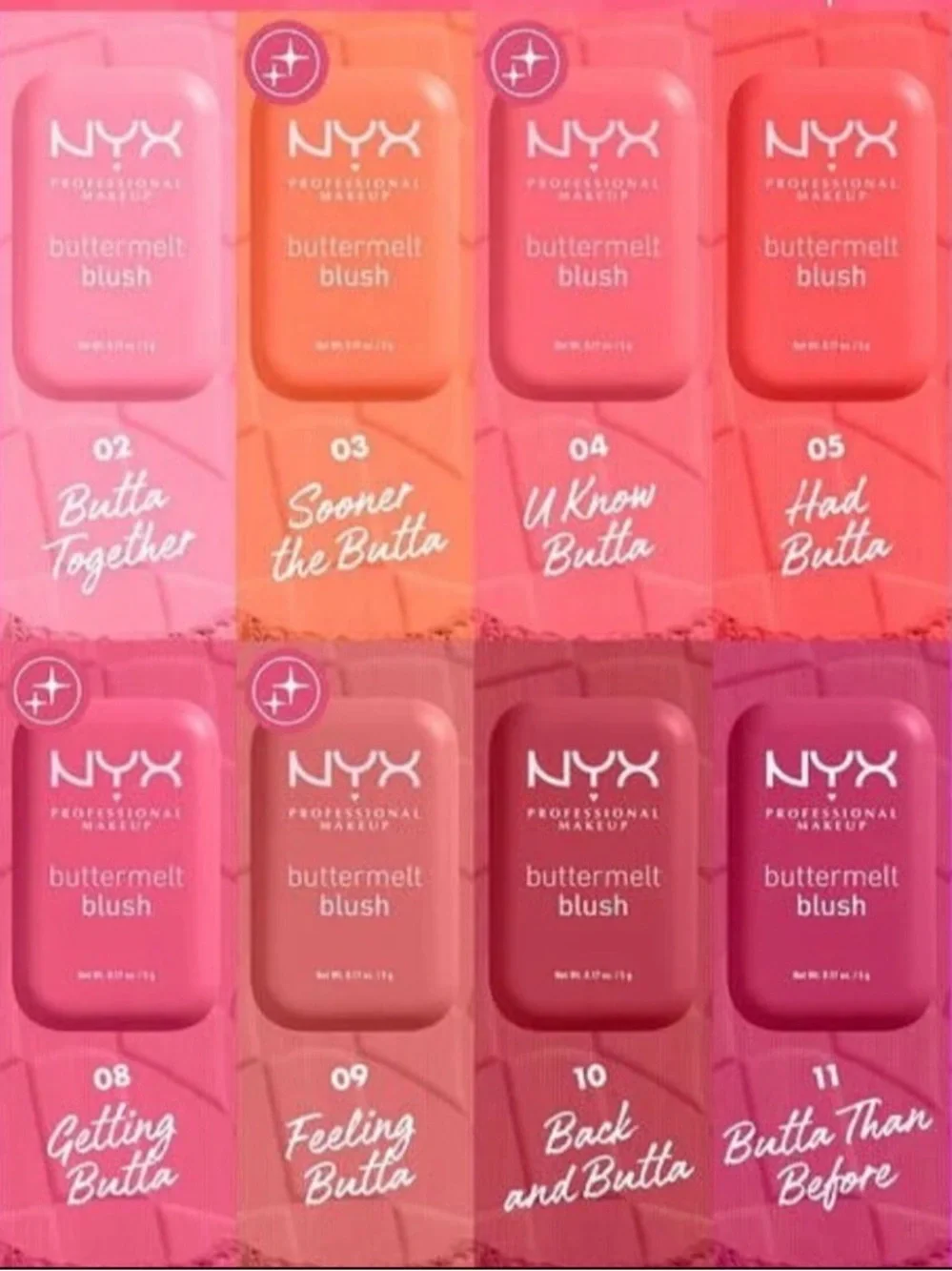 NYX Buttermelt Blush Set — Pink, Coral & Peach Shades and more LOT OF 30 NWT